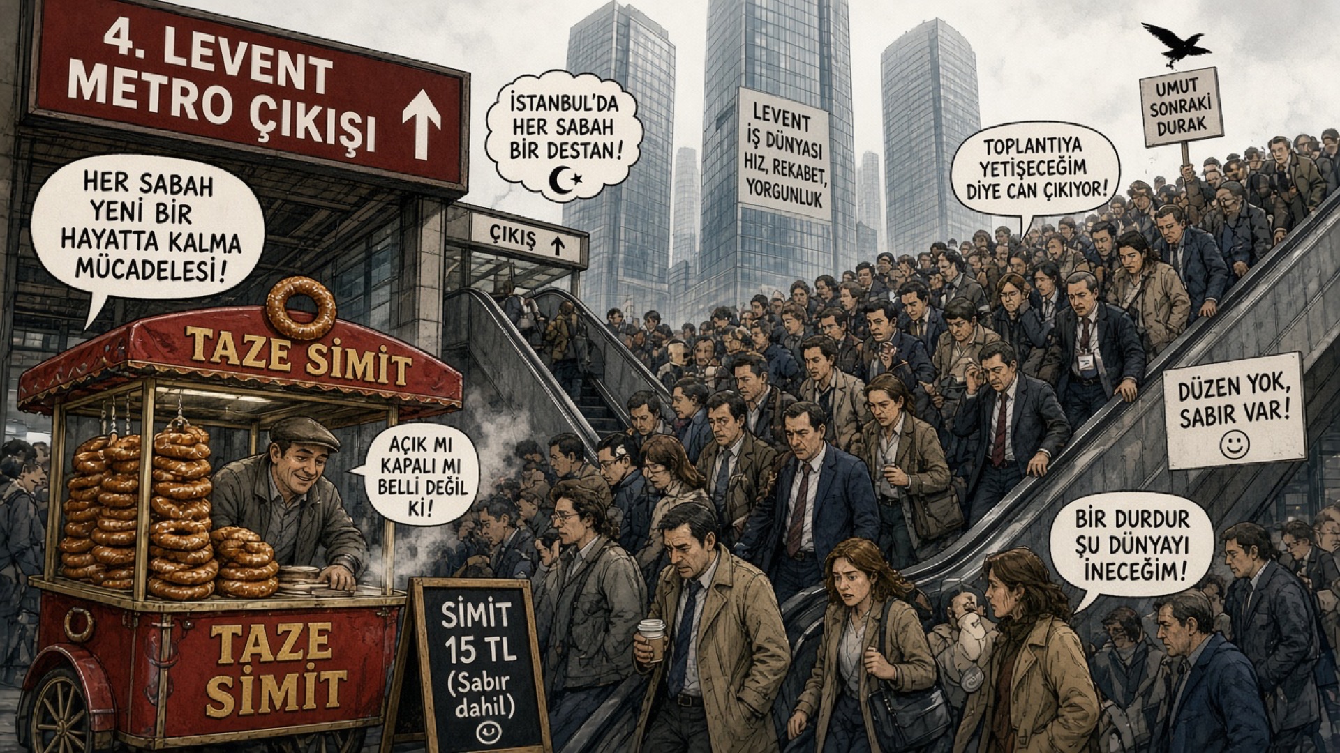 4. Levent Metro Altgeçidi: Sabah 08.45 İnsan Seli, Simitçi Barikatı ve Turnike Arbedesi