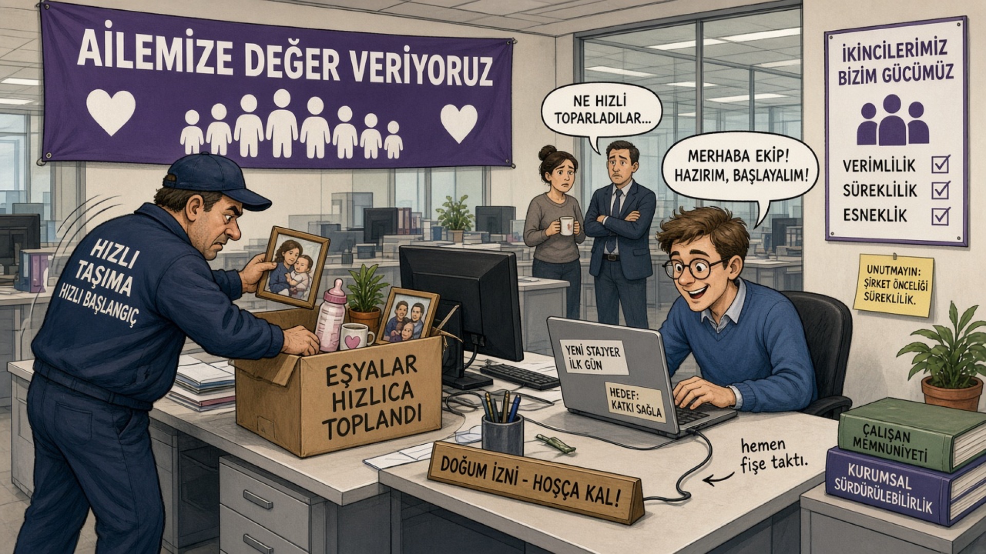 Hamilelik İznine Ayrılan Kadın Çalışanın Masasının Üç Günde Başkasına Verilmesi: 'Biz Bir Aileyiz' Masalı