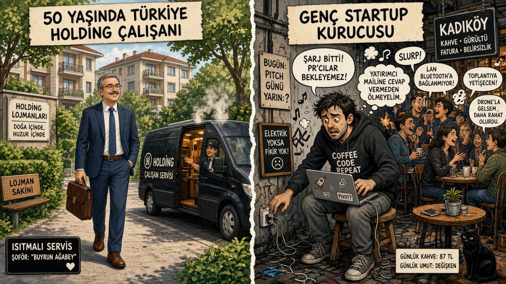 Holding Lojmanı ve Servis Konforu vs. Startup Kafe Masası Sefaleti