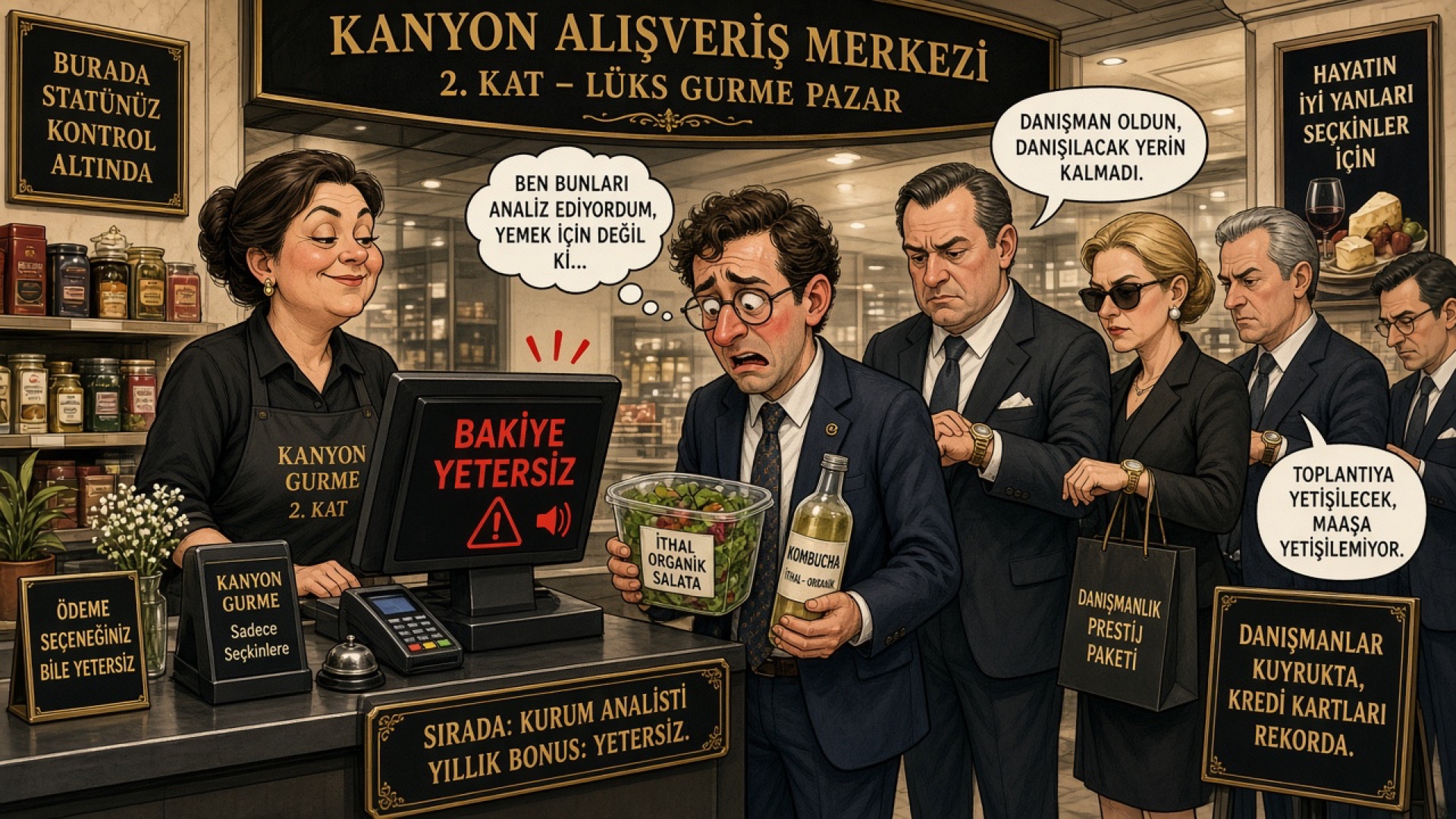 Kanyon Kat Eksi İki: Gurme Market Kasasında Yemek Kartının Bittiğini Öğrenmek