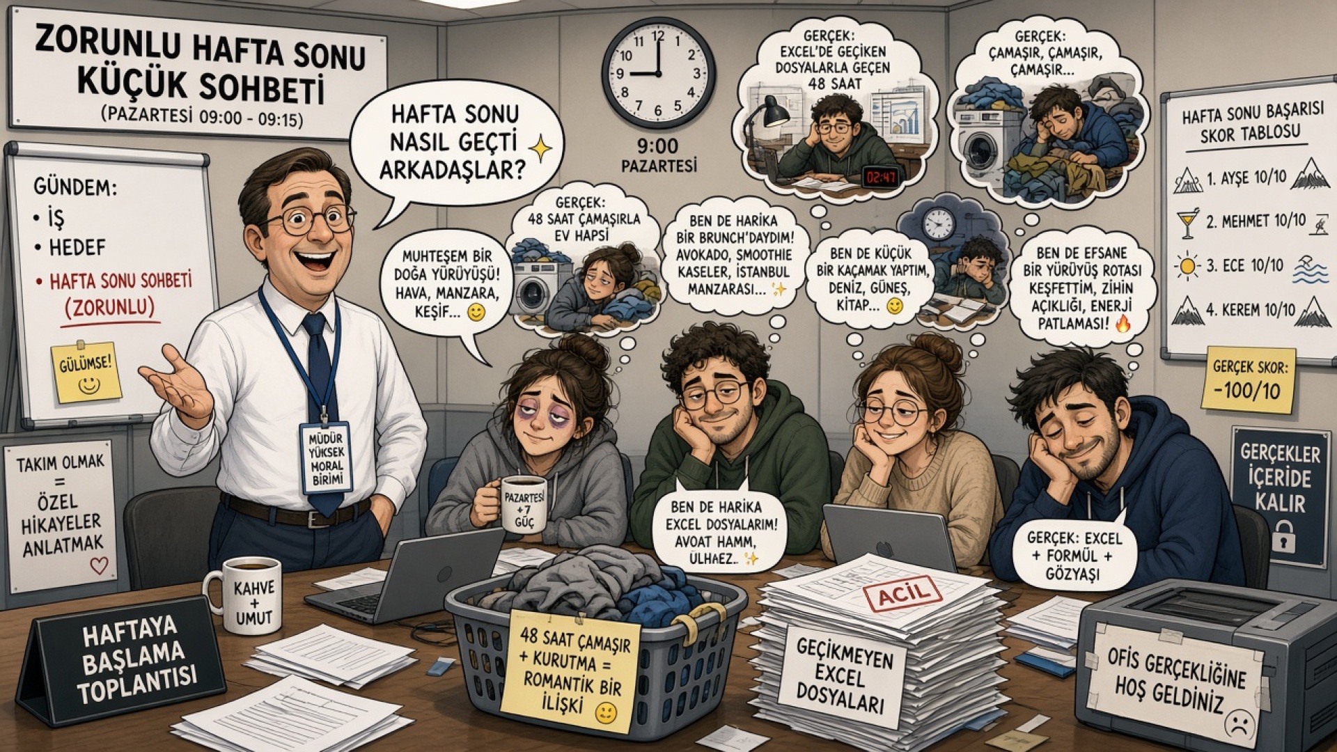 Pazartesi Sabahı Toplantısında 'Hafta Sonu Neler Yaptık?' İşkencesi