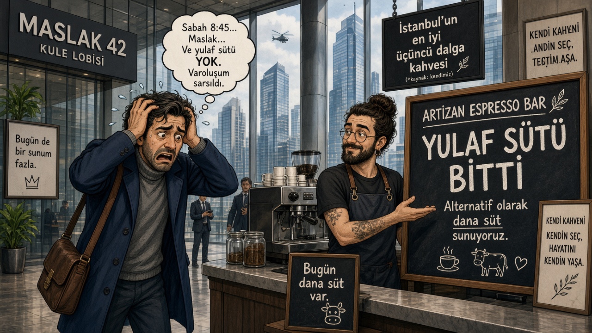 Plaza Kahvesinde Yulaf Sütü Kalmadı Diye Yaşanan Varoluşsal Çöküş: Laktoz Faciası