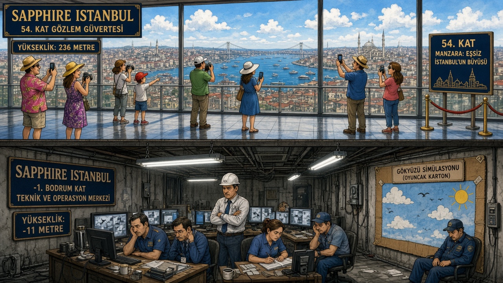 Sapphire İstanbul: 261 Metrelik Seyir Terasının Altında Penceresiz Yazılımcı Sığınağı