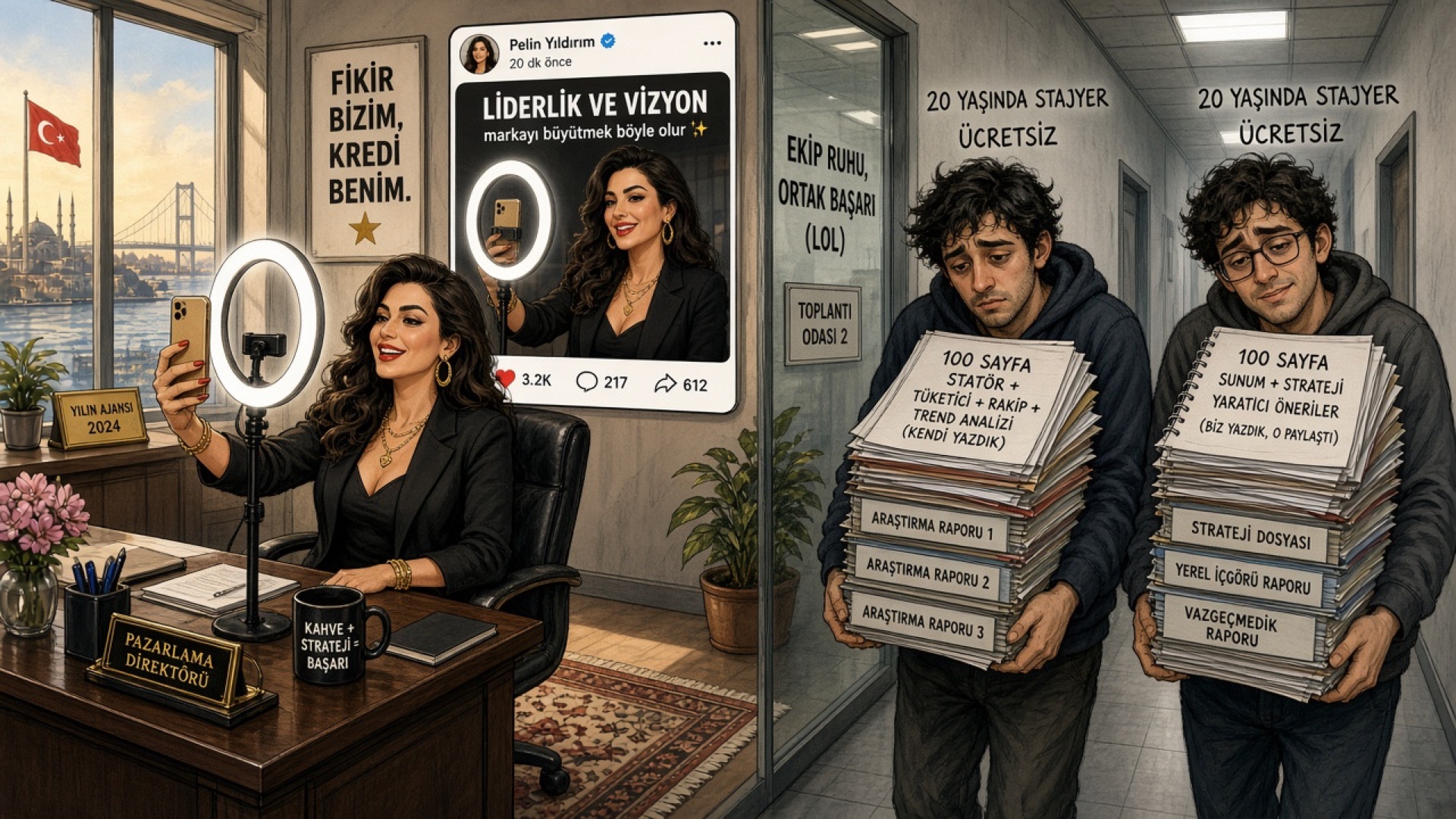 Stajyerlerin Sırtından Geçinen LinkedIn Influencer Pazarlama Müdürü: Altmış Sayfalık Hırsızlık